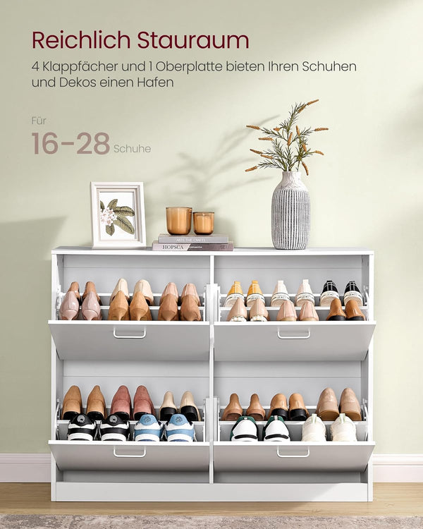 Shoe Storage Cabinet – 4 Flip Doors, Adjustable - Karrari