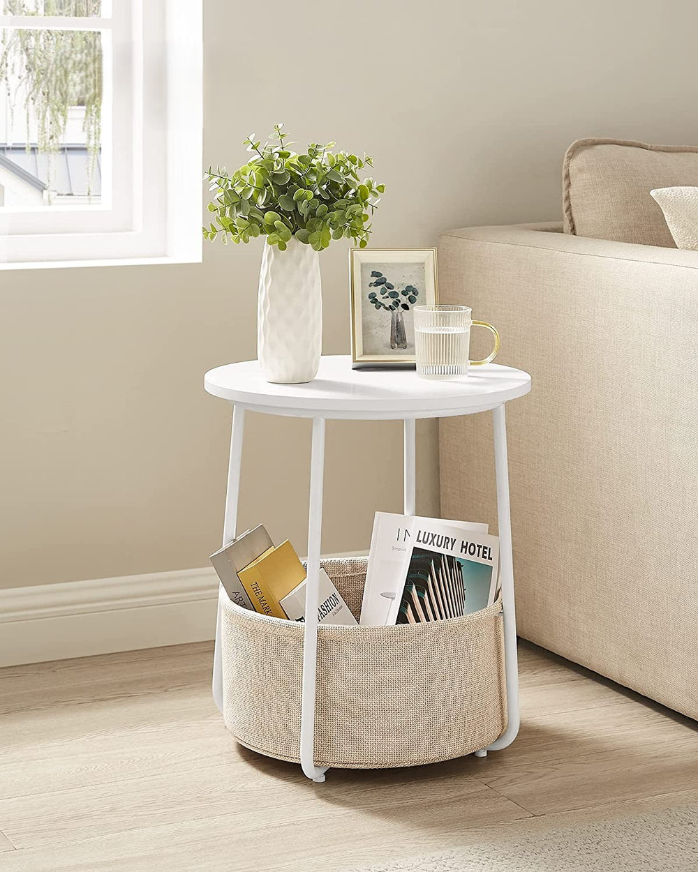 Side Table with Fabric Basket - Karrari
