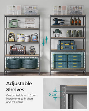 5-Tier Steel Storage Shelving Unit - Boltless Garage Rack (60x120x200cm) - Karrari