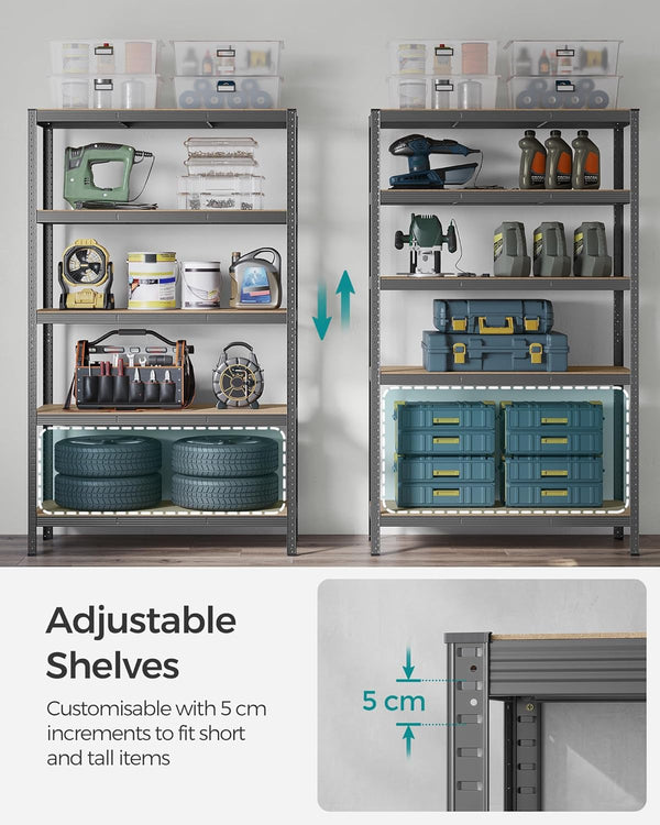 5-Tier Steel Storage Shelving Unit - Boltless Garage Rack (60x120x200cm) - Karrari