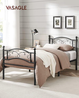 Metal Single Bed Frame - Black (190x90cm)