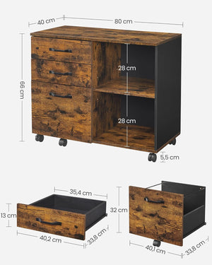 Rolling File Cabinet with 3 Drawers & Wheels - Karrari