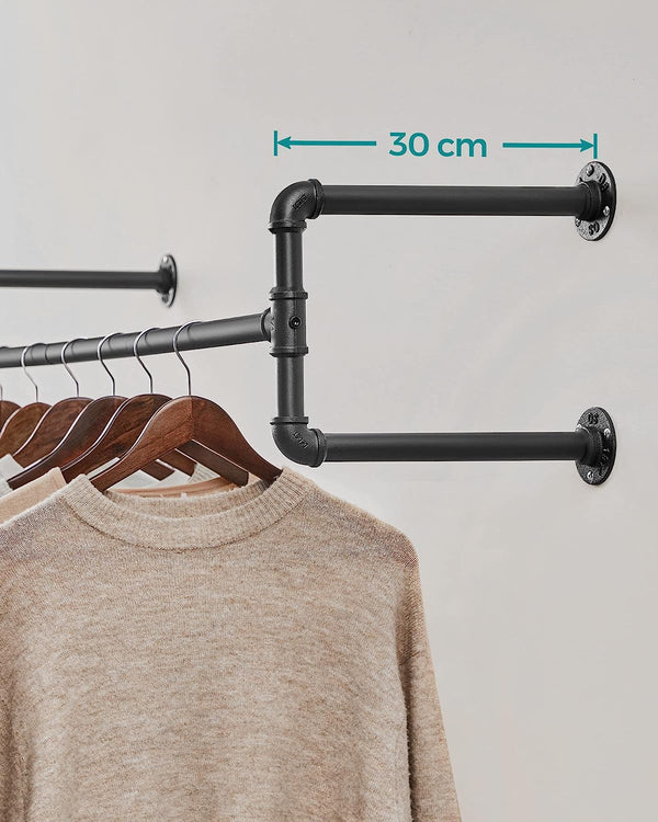 Set of 2 Wall-Mounted Industrial Pipe Clothes Racks - Karrari