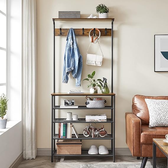 Clothes Rack with 5-Tier Shoe Storage & Hooks - Karrari