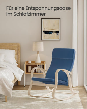 Rocking Chair with Birch Wood Frame - Midnight Blue - Karrari