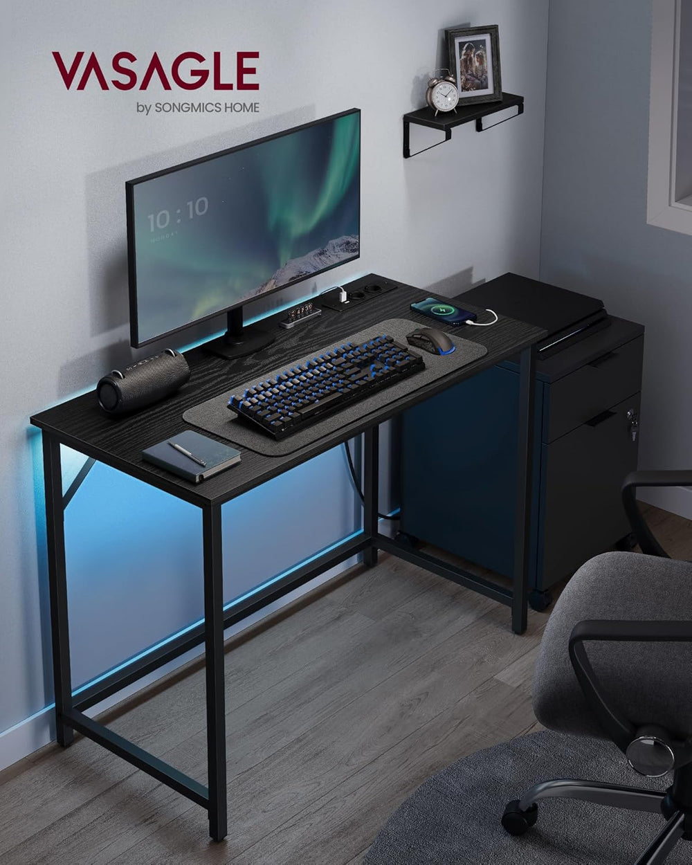 Gaming Desk with LED Lighting & Power Strip - Karrari