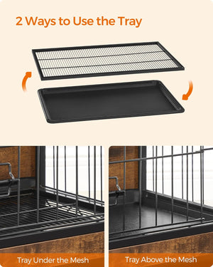 Dog Crate Furniture with Double Doors & Tray - Karrari