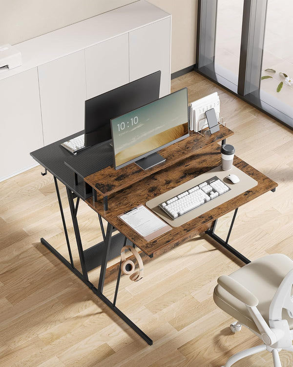 Gaming Desk with Built-in Power Strip & Monitor Stand - Karrari