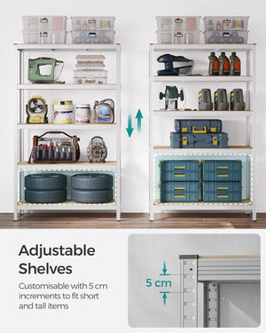 5-Tier Garage Storage Shelf – Steel, Boltless & Durable (60x120x200cm) - Karrari