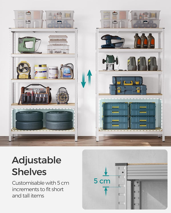 5-Tier Garage Storage Shelf – Steel, Boltless & Durable (60x120x200cm) - Karrari