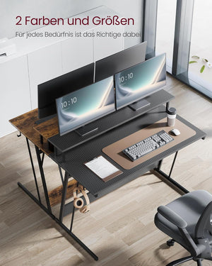 Gaming Desk with Built-in Power Strip & Monitor Stand - Karrari