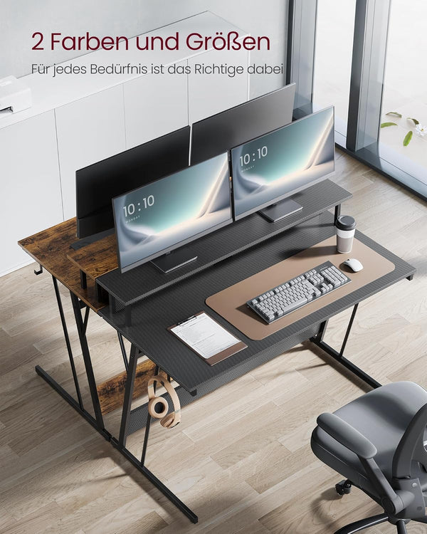 Gaming Desk with Built-in Power Strip & Monitor Stand - Karrari