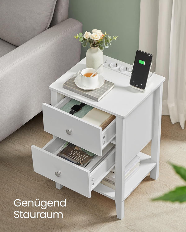 Bedside Table with Charging & Storage - Karrari