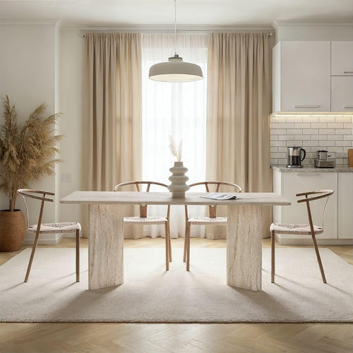 Elegant Dining Table - Travertine Color