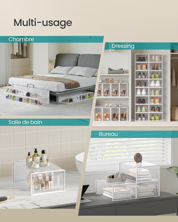 Pack of 18 Stackable Shoe Storage Boxes