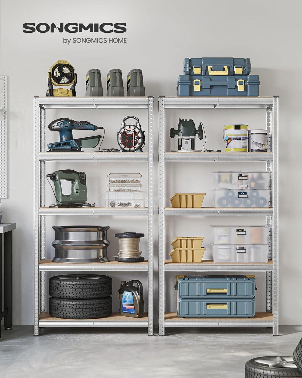5-Tier Industrial Storage Shelf - Adjustable Boards (40x90x180cm) - Karrari