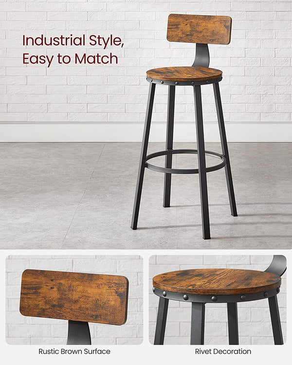 Set of 2 Bar Stools with Backrests - Karrari