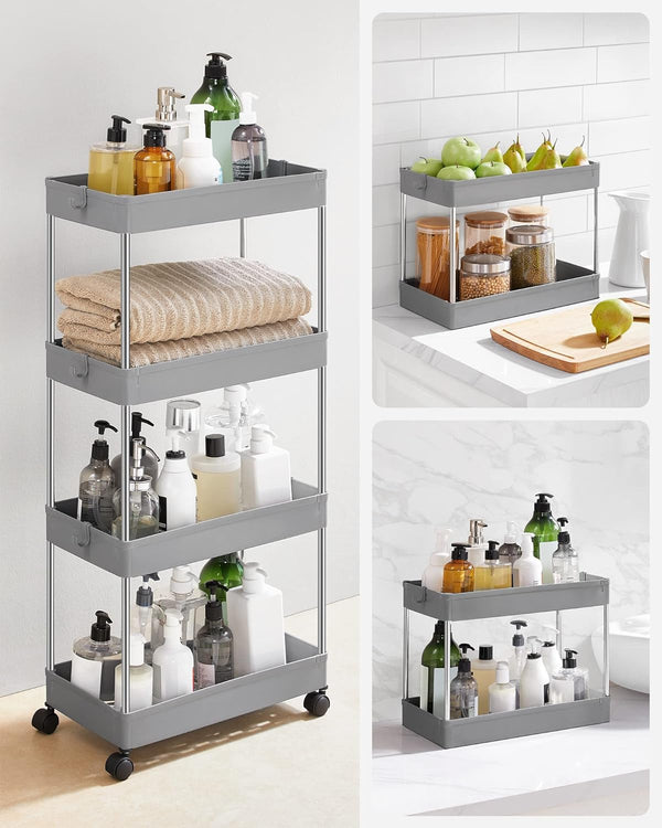 4-Tier Rolling Storage Trolley - Dove Grey - Karrari