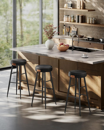 VASAGLE EKHO Collection - Bar Stools Set of 2, Kitchen Counter Stools, Breakfast Stools, Synthetic Leather with Stitching,