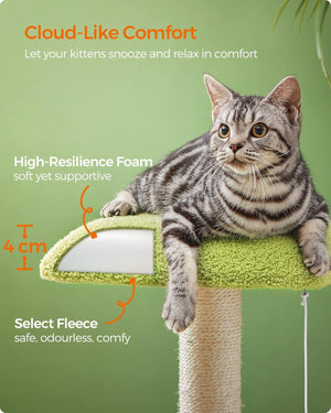 Cat Tree House, Tower – Green & Earth Brown