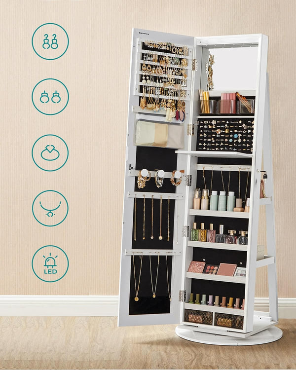 360° Rotating LED Mirror Jewellery Cabinet - Karrari