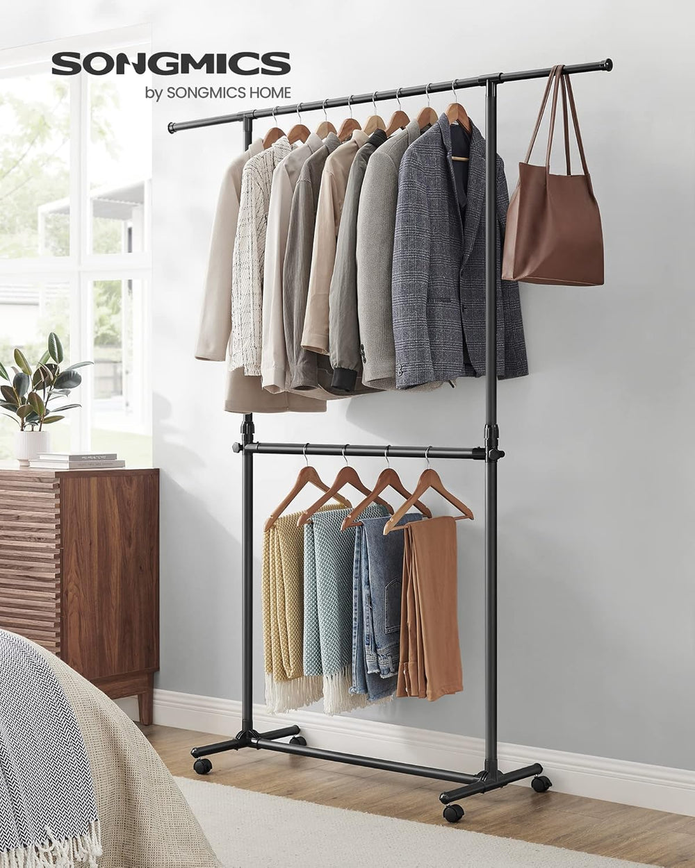Double Clothes Rail on Wheels – Extendable & Adjustable