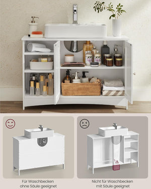 Long Bathroom Vanity Unit – 2 Doors, Adjustable Shelves - Karrari