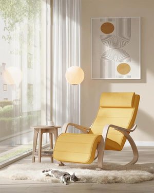 Rocking Chair with Adjustable Footrest - Pastel Yellow - Karrari