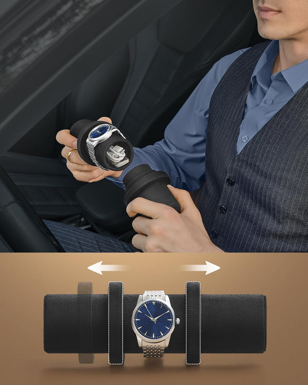 3-Watch Travel Case Hexagon Roll – PU Leather - Karrari