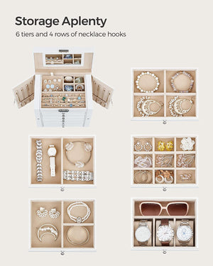 6-Tier Lockable Jewellery Box with Mirror & 5 Drawers - Karrari