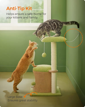 Cat Tree House, Tower – Green & Earth Brown