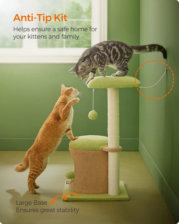 Cat Tree House, Tower – Green & Earth Brown
