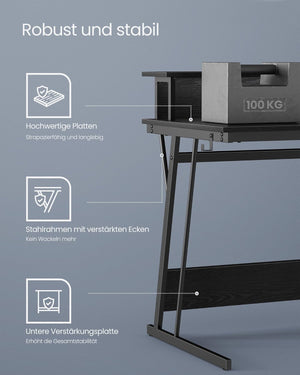 Gaming Desk with Power Strip & Dual Monitor Stand - Karrari