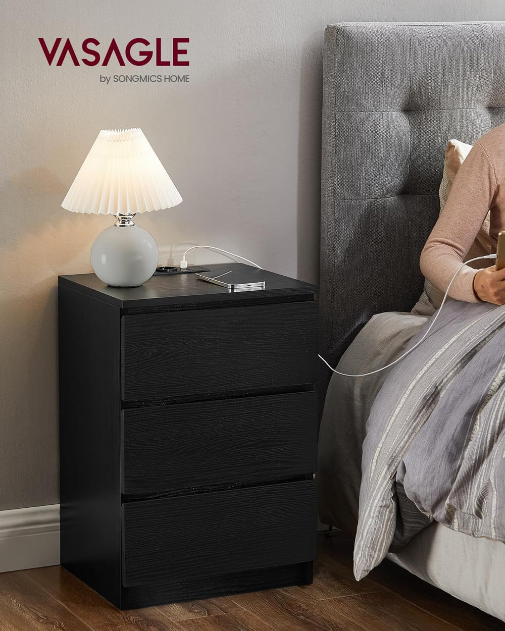 2-Piece Bedside Tables – Drawers & Charging Ports - Karrari