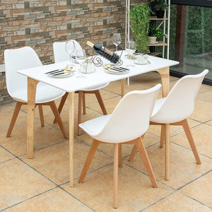 Dining Chairs Modern Home Dining Room Kitchen Waiting Room Armless Side Chair w/Padded Seat Wood Legs White (Set of 4) - Karrari