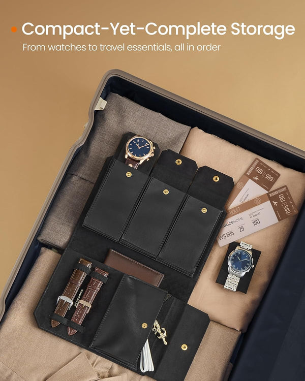 3-Watch Travel Case – Embossed PU Leather - Karrari