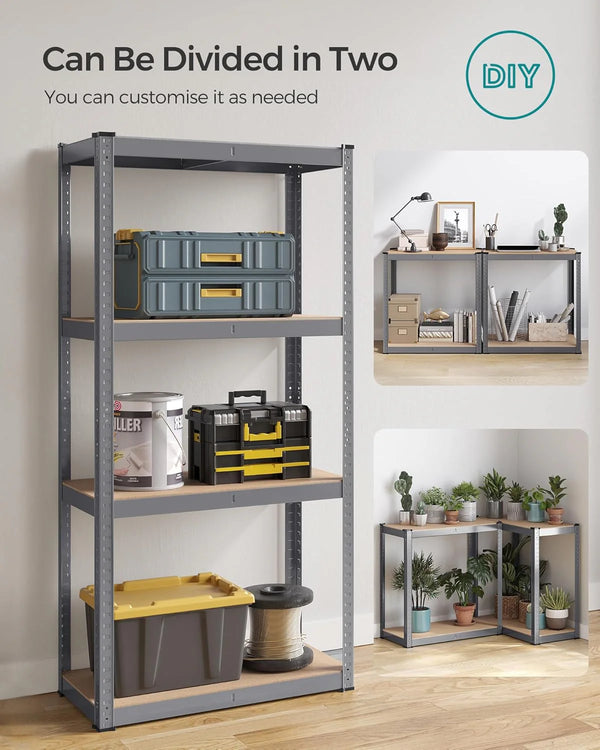 Heavy-Duty Storage Shelving - Steel Frame with 4 Adjustable Shelves (40x80x160cm) - Karrari