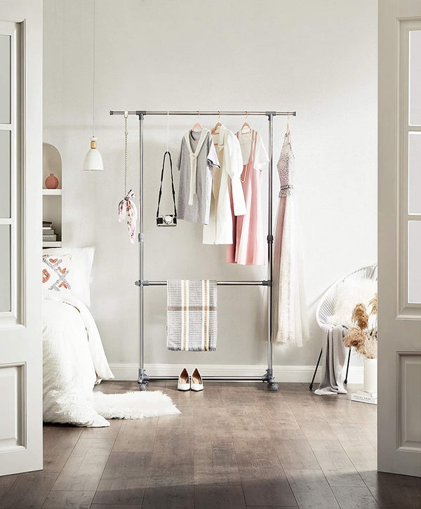 Adjustable Double Clothes Rail on Wheels - Karrari
