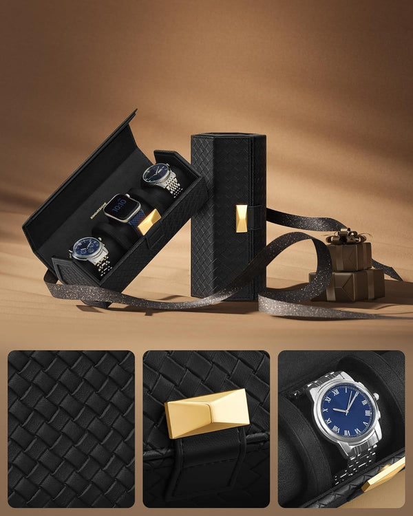 3-Watch Travel Case Hexagon Roll – PU Leather - Karrari