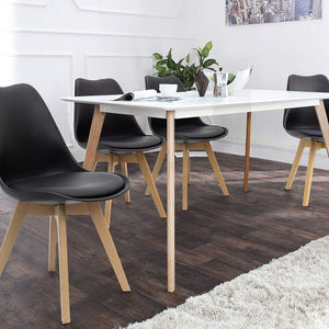 Dining Chairs Mid Century Modern DSW Chair Upholstered Side Kitchen Chairs with Wood Leg and Soft Padded Cushion for Kitchen, Dining, Bedroom, Living Room Set of 4 (Black) - Karrari