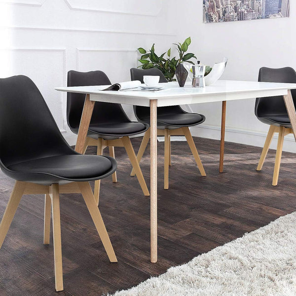 Set of 2 Modern Dining Chairs with Padded Seat & Wood Legs