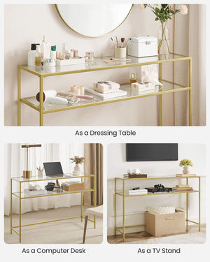 Gold Console Table with Glass - Karrari