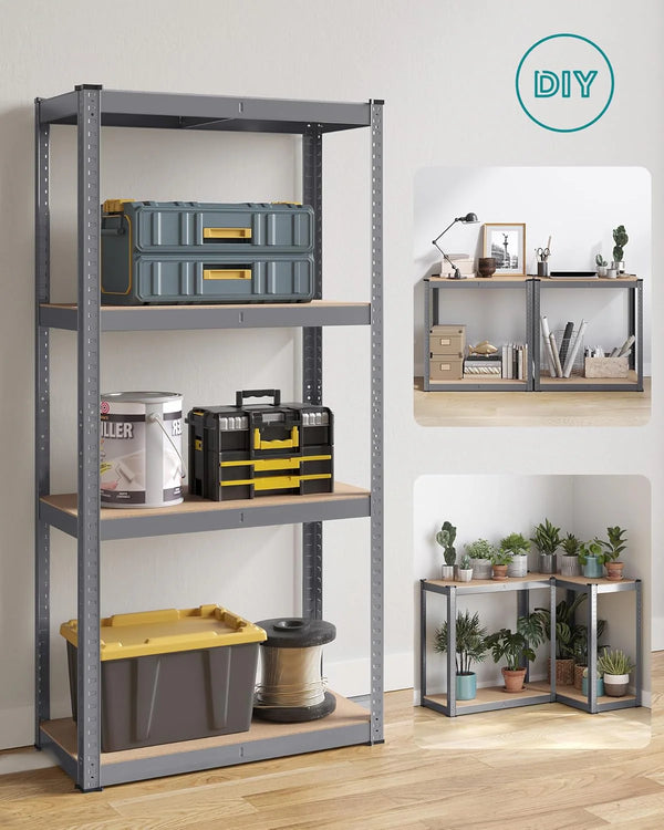 Heavy-Duty Storage Shelving - Steel Frame with 4 Adjustable Shelves (40x80x160cm) - Karrari