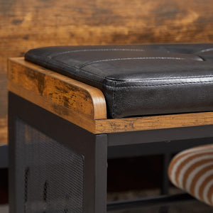 Padded Shoe Bench with Mesh Shelf