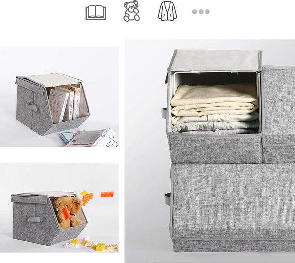 Set of 3 Stackable Storage Boxes with Lids - Karrari