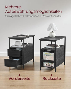 Side Table with Power Strip & Drawers - Karrari