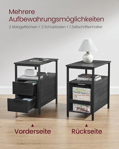 Side Table with Power Strip & Drawers - Karrari