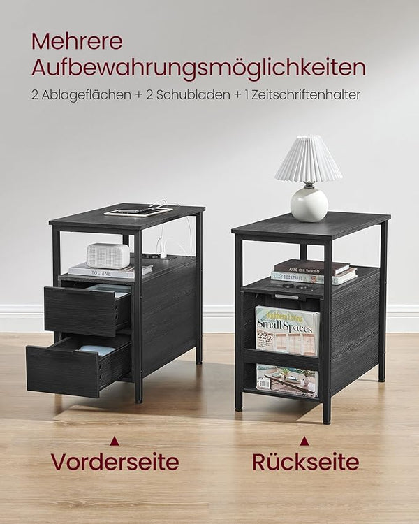 Side Table with Power Strip & Drawers - Karrari