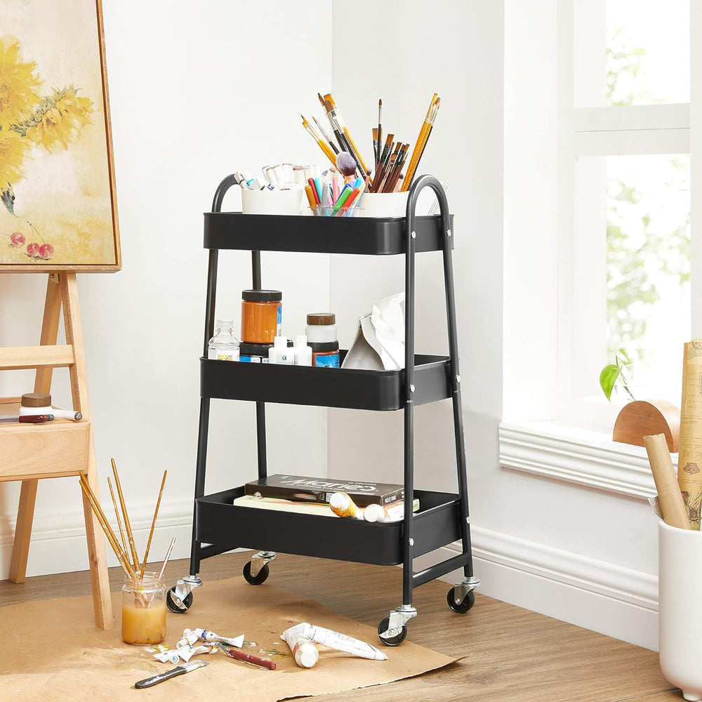 3-Tier Rolling Metal Trolley with Handles - Karrari