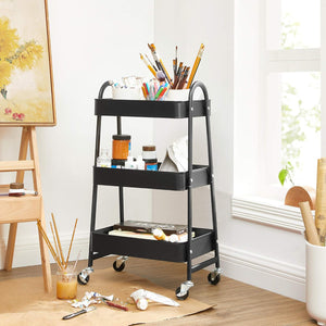 3-Tier Rolling Metal Trolley with Handles - Karrari